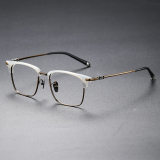 White Frame Glasses LE0438 - Chic Bronze and White Browline Glasses