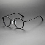 Black Frame Glasses LE0447 - Sleek Titanium Round Glasses from Olet Optical