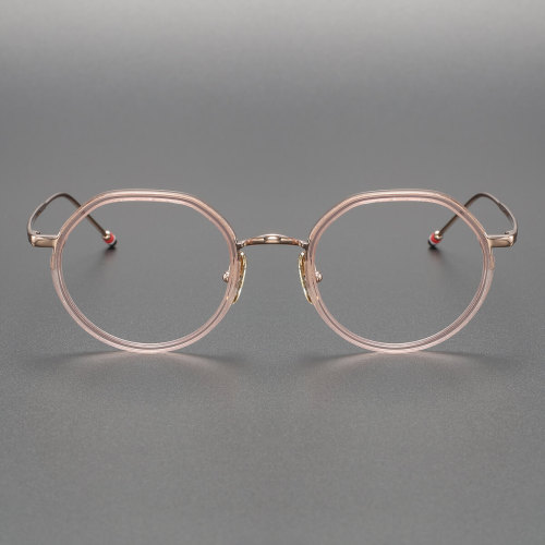 Clear Pink Glasses LE0493 - Chic Geometric Rose Gold Frames