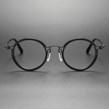 Black Frame Glasses LE0447 - Sleek Titanium Round Glasses from Olet Optical