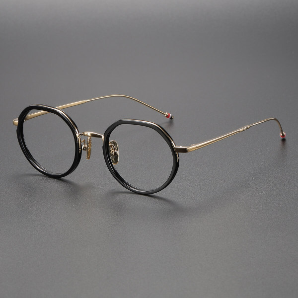 Black and Gold Glasses LE0493 - Luxurious Geometric Titanium Frames