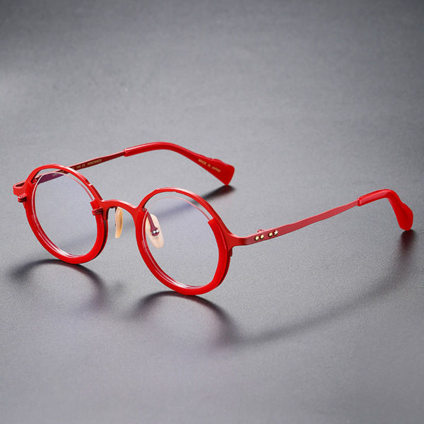 Red Framed Glasses LE0422 - Vibrant Titanium Round Eyewear