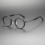 Black Circle Glasses LE0449 - Sleek Titanium Round Frames