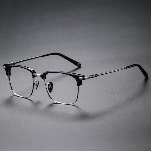 Browline Spectacles LE0438 - Silver and Black Titanium Frames