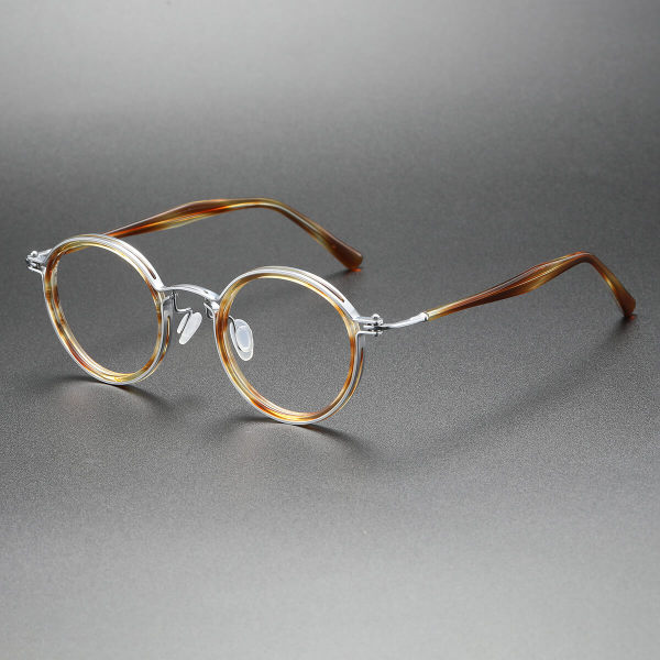 Round Prescription Glasses LE0449 - Tortoise & Silver Titanium Frames