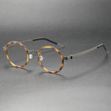 Round Eyeglasses LE0244 - Gunmetal & Tortoise Titanium Design