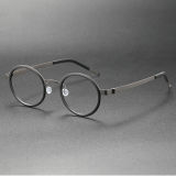 Black Rimmed Glasses LE0244 - Gunmetal Titanium with No-Screw Design