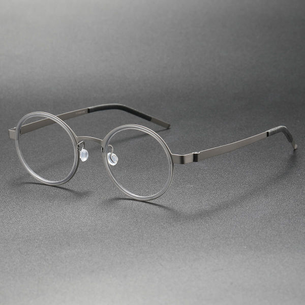 Circle Frame Glasses LE0244 - Gunmetal & Gray Titanium Design