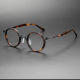 Round Tortoise Shell Glasses LE0449 - Elegant Black Titanium Rim