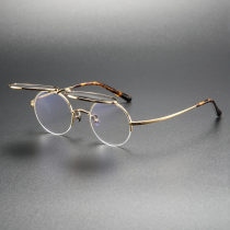 Gold Round Titanium Flip Up Glasses LE0383 - Elegant & Functional