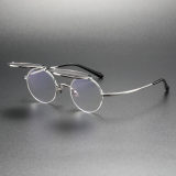 Silver Round Titanium Flip Up Prescription Glasses LE0383 - Sleek & Versatile