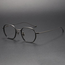 Geometric Frame Glasses LE1069 – Clear Brown & Gold Titanium Frames
