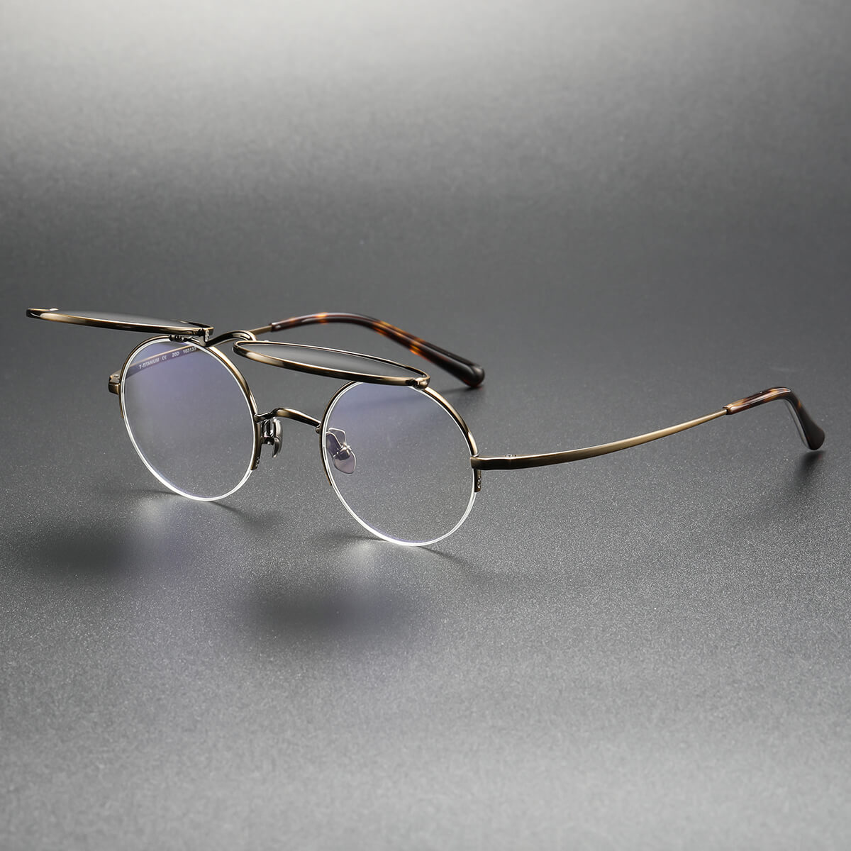 Flip Up Sunglasses for Prescription Glasses LE03831 Elegant Bronze Titanium