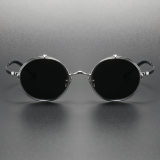 Silver Round Titanium Flip Up Prescription Glasses LE0383 - Sleek & Versatile
