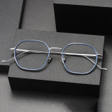 Geometric Frame Glasses LE1069 – Clear Brown & Gold Titanium Frames