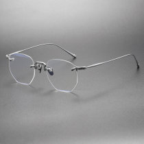 Frameless Glasses LE0411 - Sleek Silver Titanium Design