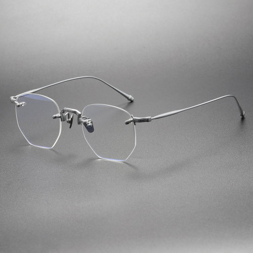 Frameless Glasses LE0411 - Sleek Silver Titanium Design
