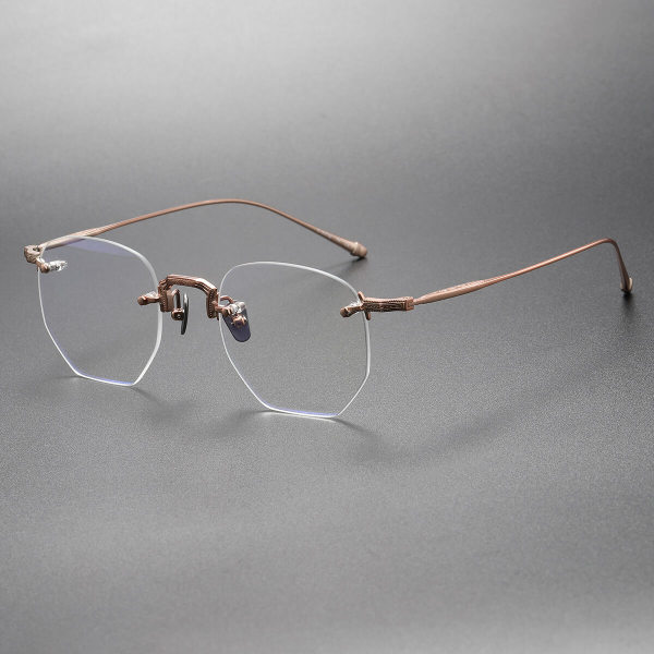Rimless Eyeglasses LE0411 - Elegant Rose Gold Titanium Design