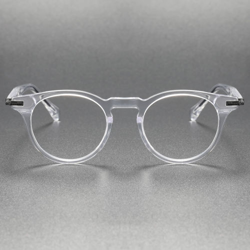 Clear Eyeglass Frames LE0066 - Sleek Black Accents in Classic Round
