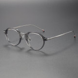 Geometric Glasses LE0491 - Clear Gray with Silver Titanium Arms