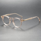 Pink Glasses LE0066 - Gold Accented Round Elegance