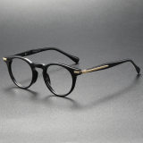 Black and Gold Glasses LE0066 - Classic Round Elegance