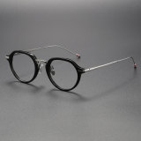 Black Frame Glasses LE0491 - Silver Titanium Arms for Modern Appeal
