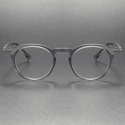 Round Glasses LE0066 - Clear Gray & Gunmetal Chic