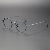 Blue Glasses Frames LE0504 - Elegant Silver Arms & Classic Round Design