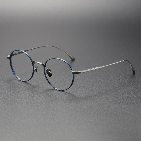 Blue Glasses Frames LE0504 - Elegant Silver Arms & Classic Round Design