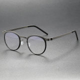 Circle Frame Glasses LE0242 - Gunmetal & Black Titanium Design