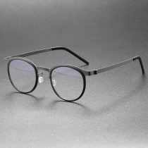 Circle Frame Glasses LE0242 - Gunmetal & Black Titanium Design Circle Frame Glasses LE0242 - Gunmetal & Black Titanium Design