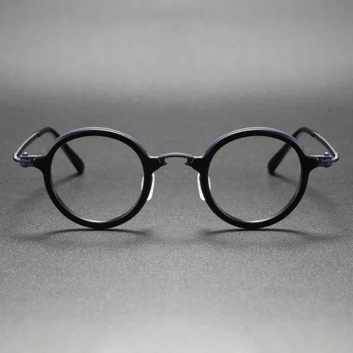 Purple Glasses LE0466 - Elegant Purple & Black Round Frame