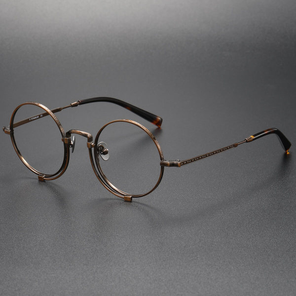 Bronze Round Frame Prescription Glasses LE0023 - Timeless Elegance