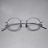 Round Eyeglass Frames LE0141 - Chic Silver & Blue Accents