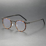 Round Reading Glasses LE0242 - Gunmetal & Tortoise Elegance