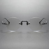 Gunmetal Rimless Eyeglasses LE0412 - Durable Titanium with Signature Engraving