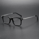 Black Frame Glasses with Silver Arms - Square Titanium LE0152