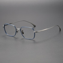 Silver & Blue Oval Titanium Eyeglass Frames LE0499 - Stylish & Hypoallergenic