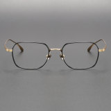 Black and Gold Oval Titanium Glasses LE0499 - Sleek & Stylish