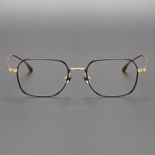 Black and Gold Oval Titanium Glasses LE0499 - Sleek & Stylish