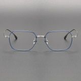 Silver & Blue Oval Titanium Eyeglass Frames LE0499 - Stylish & Hypoallergenic