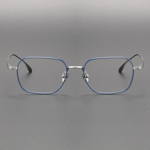 Silver & Blue Oval Titanium Eyeglass Frames LE0499 - Stylish & Hypoallergenic
