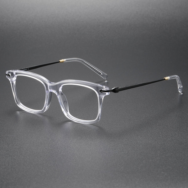 Clear Frame Glasses with Black Titanium Arms - LE0152 Square Design