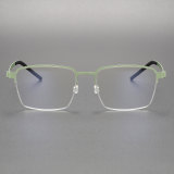 Green Titanium Half Rim Glasses LE0135 - Stylish & Allergy-Safe