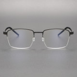 Black Half Frame Titanium Glasses LE0135 - Modern & Hypoallergenic