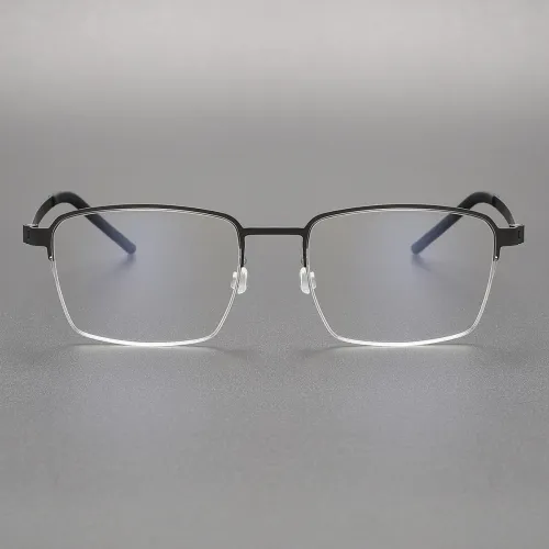 Gunmetal Half Rim Titanium Glasses LE0135 - Durable & Stylish
