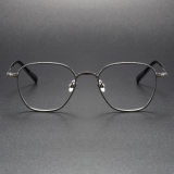 Gunmetal Round Titanium Glasses LE0409 - Sleek & Allergen-Free Design