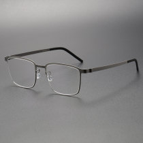 Gunmetal Rectangle Titanium Glasses LE0213 - Sleek & Allergy-Safe Gunmetal Rectangle Titanium Glasses LE0213 - Sleek & Allergy-Safe