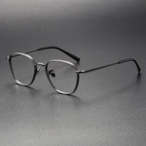 Gunmetal Round Titanium Glasses LE0409 - Sleek & Allergen-Free Design Gunmetal Round Titanium Glasses LE0409 - Sleek & Allergen-Free Design
